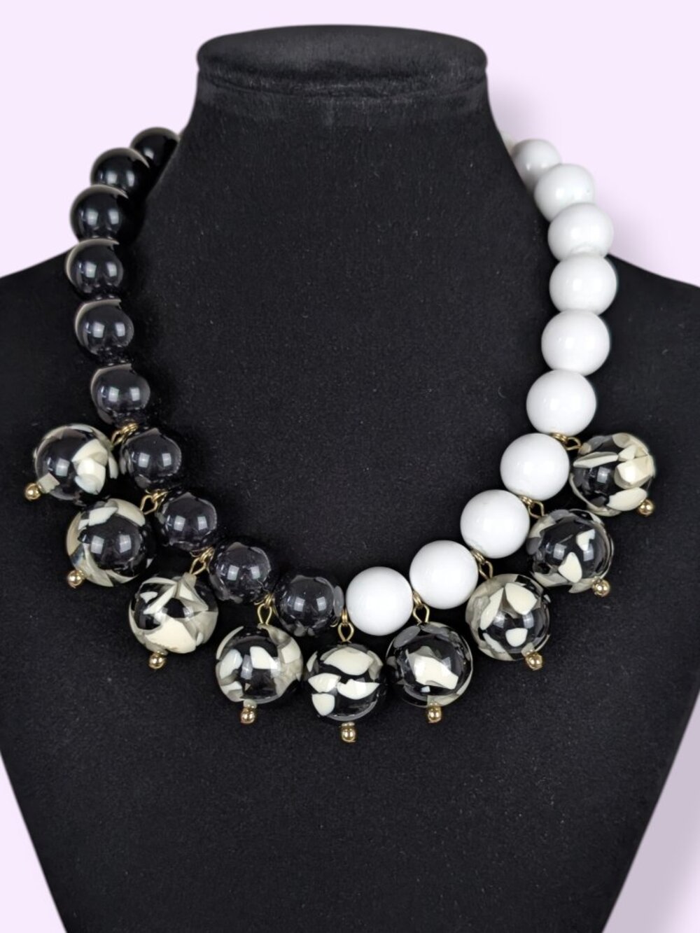 Vintage 80s Chunky Marbled Lucite Statement Necklace